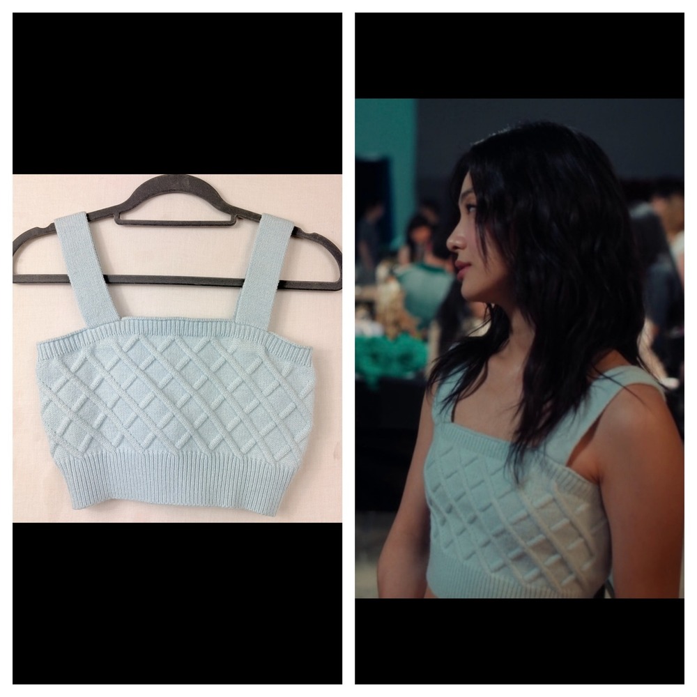 Cider Knit Crop Top As Seen On XO Kitty Mihee‎ Sz X-Small Sky Blue Y2K Coquette